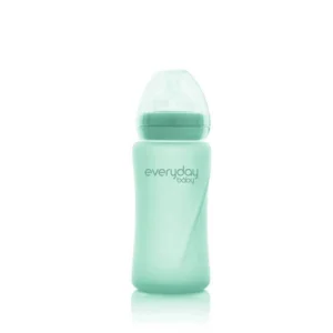 Szklana butelka ze smoczkiem M, 240 ml, miętowa, Everyday Baby