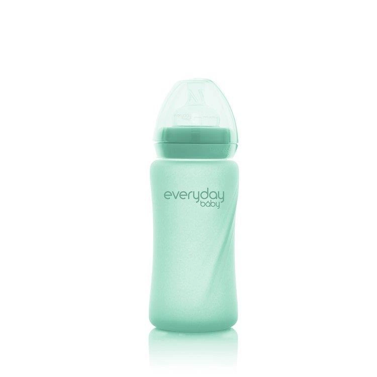 Szklana butelka ze smoczkiem M, 240 ml, miętowa, Everyday Baby