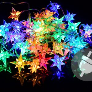 Świąteczne LED lampki - Kolorowe gwiazdki, 40 LED – Magia Świąt w Twoim Domu!