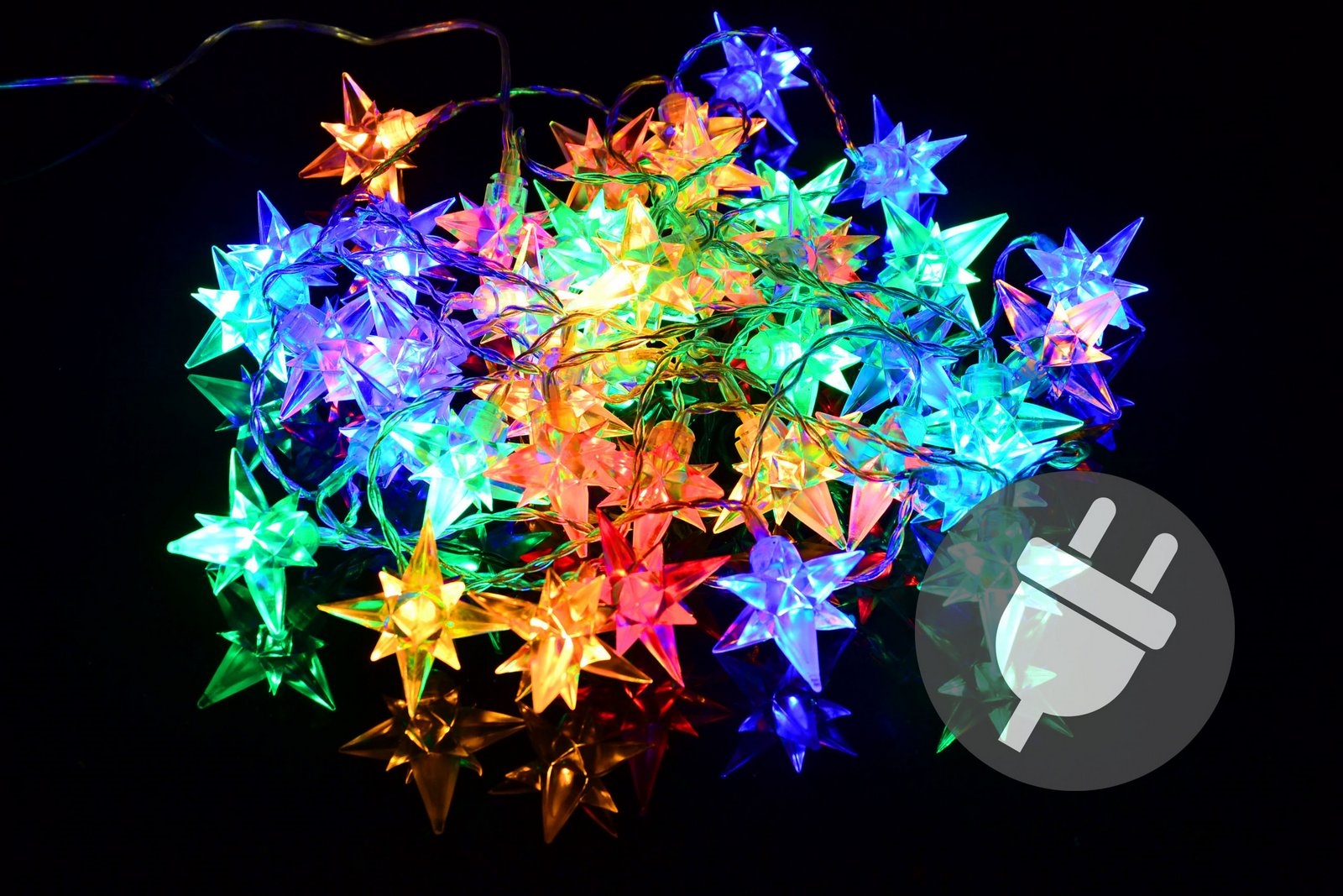 Świąteczne LED lampki - Kolorowe gwiazdki, 40 LED – Magia Świąt w Twoim Domu!