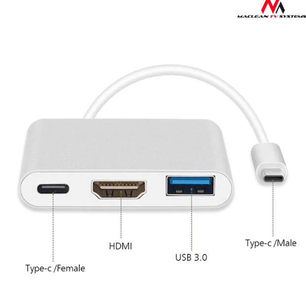 Adapter Maclean MCTV-840 – 4K Moc USB-C, HDMI i USB 3.0 w Twoich Rękach! - obrazek 4