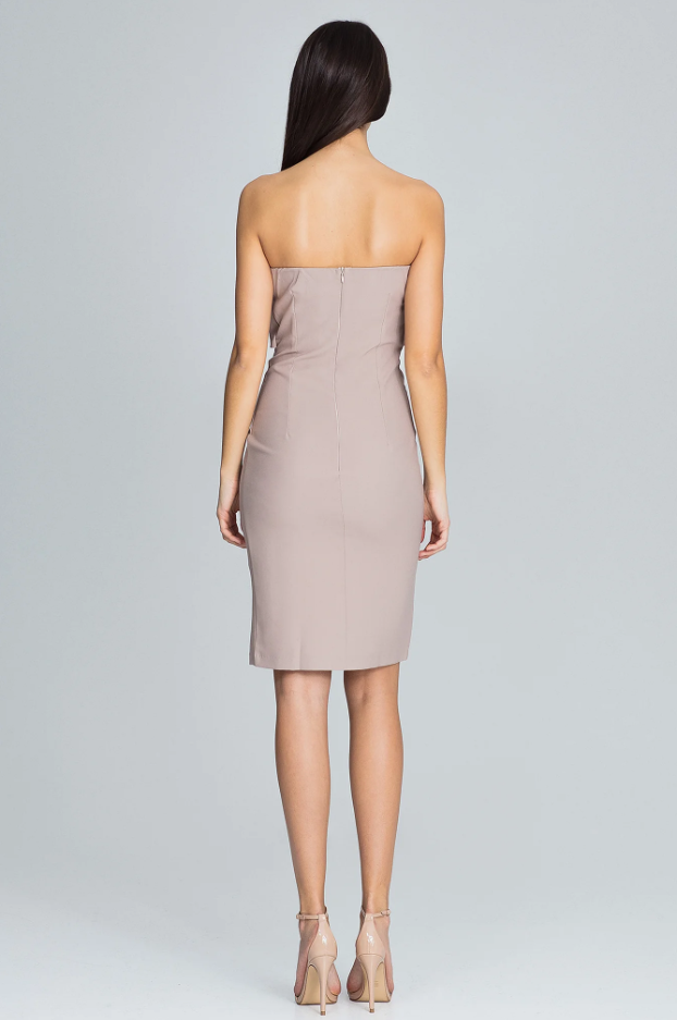 Sukienka M571 Beżowy Regular Fit – Elegancja i Komfort na Co Dzień! - obrazek 3