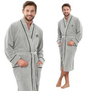 Szlafrok męski LUNA 852 – Elegancja i komfort w szarym wydaniu (rozmiar XL)!