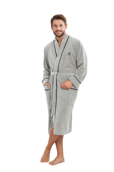 Szlafrok męski LUNA 852 – Elegancja i komfort w szarym wydaniu (rozmiar XL)! - obrazek 4