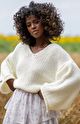 Elegancja i Ciepło w Naturalnym Stylu – Sweter Chunky Knit z Wełną i Alpaką w Kolorze Ecru!