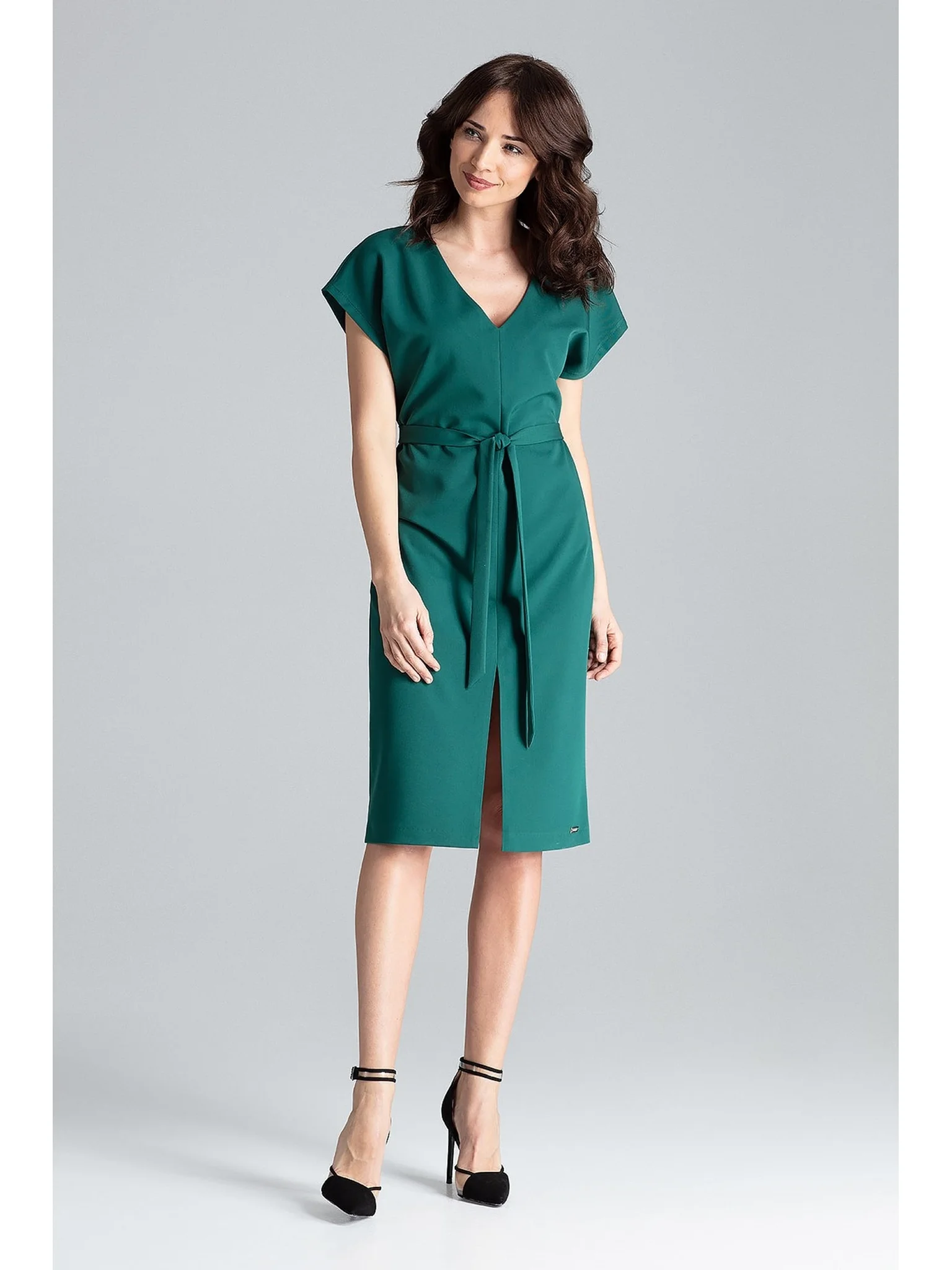 Zielona Elegancja na Każdy Dzień – Sukienka LENITIF L032 Regular Fit XL!