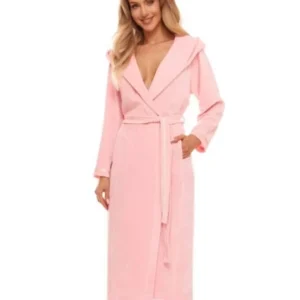 Szlafrok damski 2307 Hot – Elegancja i komfort w odcieniu moreli (rozmiar M)!