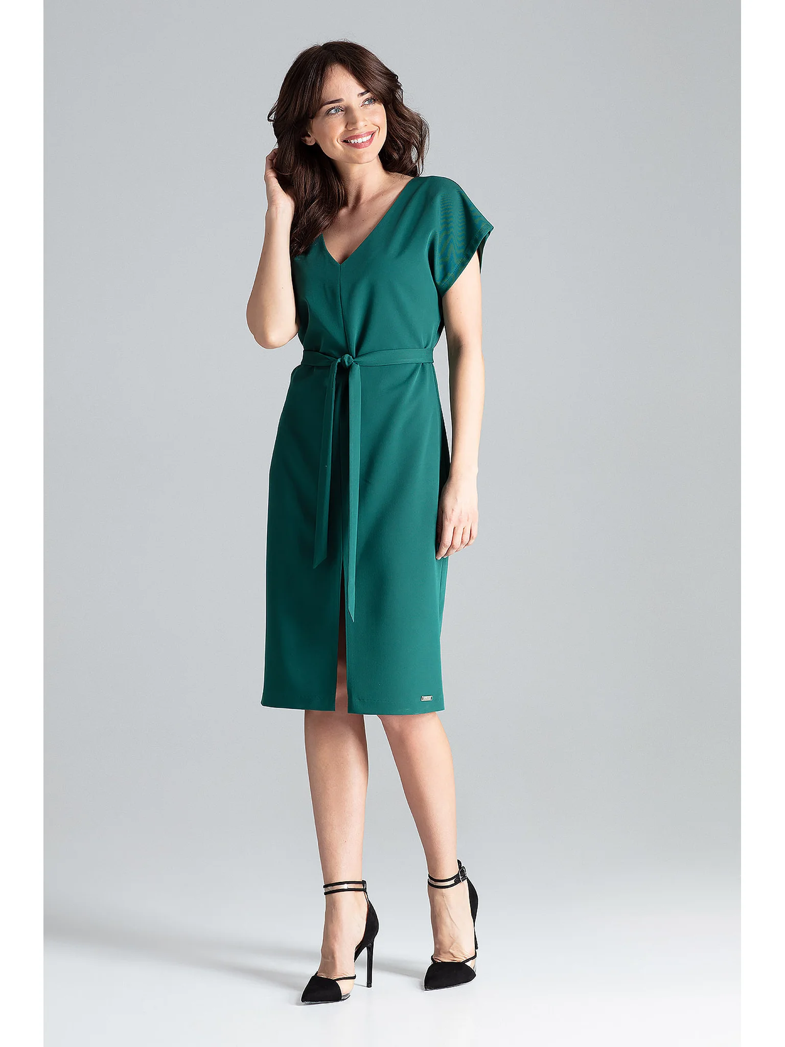 Zielona Elegancja na Każdy Dzień – Sukienka LENITIF L032 Regular Fit XL! - obrazek 4