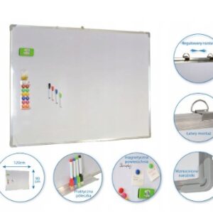 Tablica magnetyczna suchościeralna 120x90 cm z akcesoriami – Twoje centrum organizacji i kreatywności!